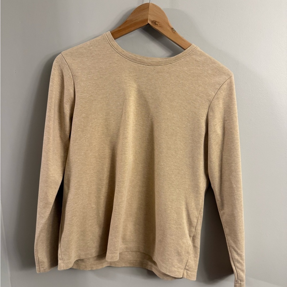 L.L.Bean Beige Long Sleeve Cotton Top – Medium Regular